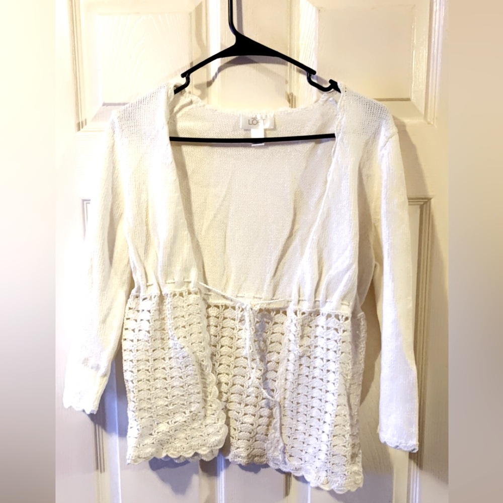 LOFT white cardigan small
